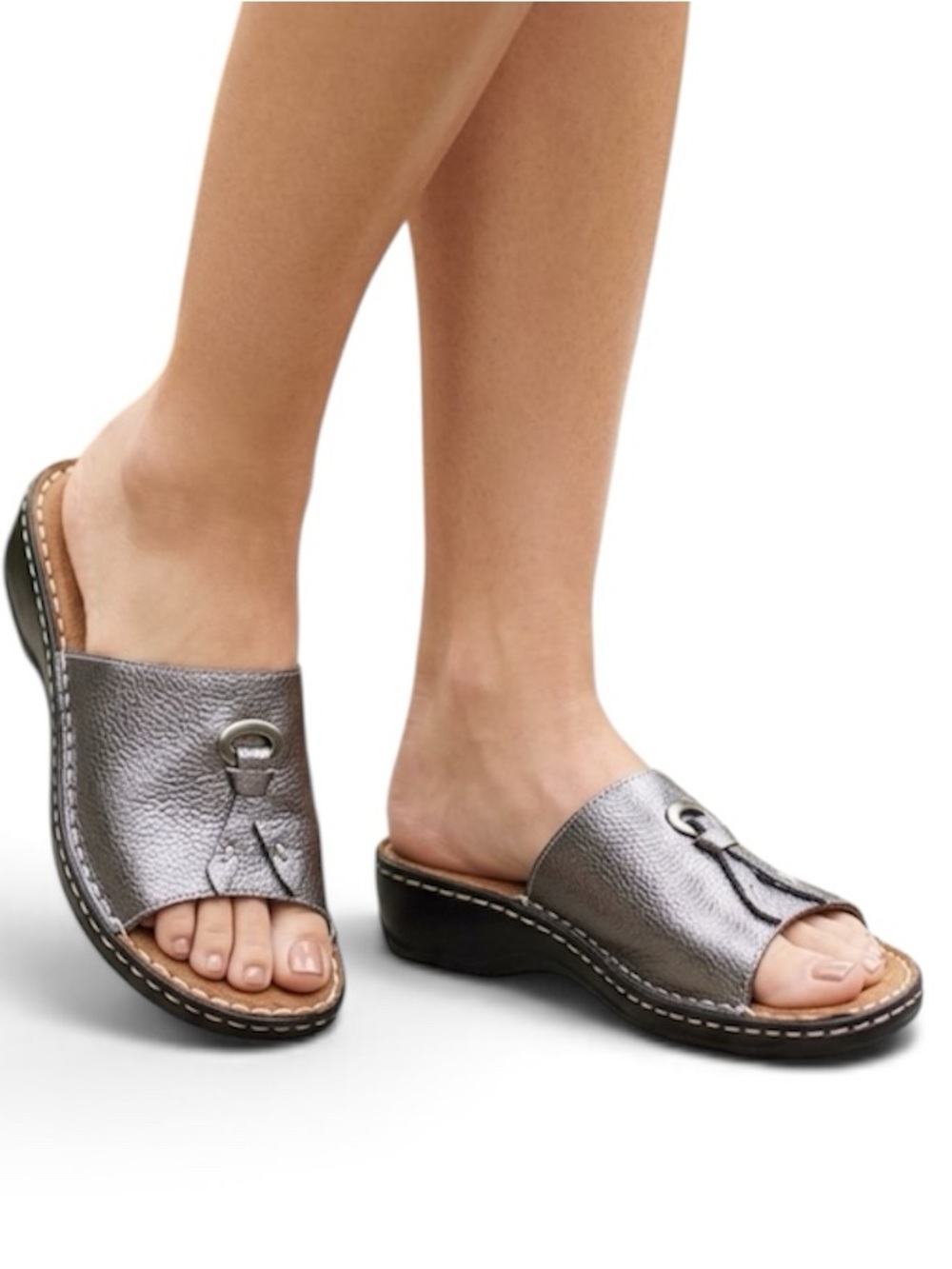 Naturalizer Callman Pewter slip on sandals 9 1/2 NIB